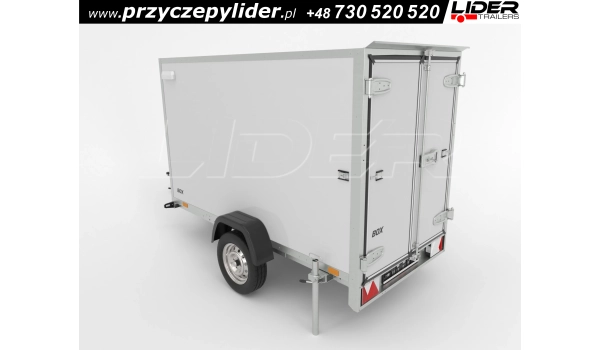 TM-370 przyczepa 250x125x150cm, Box 2515, kontener, fourgon, drzwi tylne dwuskrzydłowe, DMC 750kg